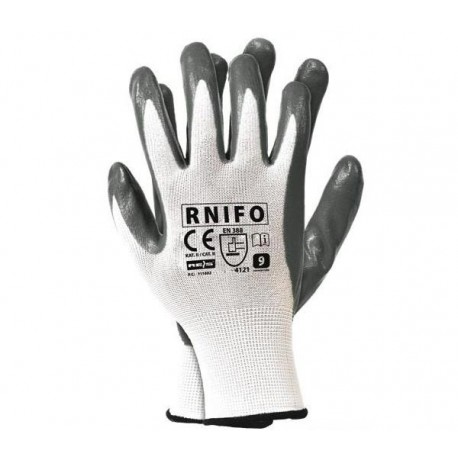 Rękawice ochronne wykonane z nylonu, powlekane spienianym nitrylem RNIFO